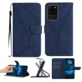 thumbnail image 1 of Wallet Case For Samsung Galaxy S20 Ultra, RFID Blocking Magnetic Flip Case with Card Slots Holder Kickstand Wrist Strap, PU Leather Folio Shockproof Protective Cover, Darkblue, 1 of 9