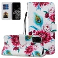 thumbnail image 1 of Wallet Case for Samsung Galaxy S20 Ultra, Galaxy S620 Ultra Cover 6.9 inch, Allytech Foldable PU Leather Shockproof Stand Card Slots Wrist Strap Case for Samsung S20 Ultra 2020, Peacock Flower, 1 of 2