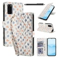 thumbnail image 1 of Wallet Case for Samsung Galaxy S20FE , PU Leather Phone Cover Kickstand RFID Blocking Flip Case Card Slots Wrist Strap Relief Engraved Pattern Magnetic With Stylus Pen, Colorful Flower, 1 of 10