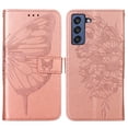 thumbnail image 1 of Wallet Case for Samsung Galaxy S21 FE 6.4 Inch, Luxury Butterfly Pattern PU Leather Shockproof Wrist Strap Flip Case with Magnetic Clasp Card Slots Kickstand Bracket Folio Phone Cover,Rosegold, 1 of 10