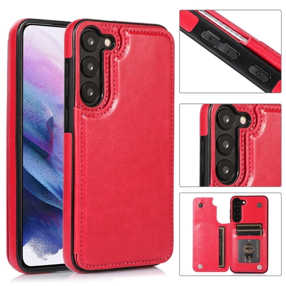 Wallet Case for Samsung Galaxy S21 FE with Card Holder, Back Folio Flip Premium PU Leather Kickstand Card Slots Case, Double Strong Magnetic Clasp Durable Shockproof Phone Case,Rose