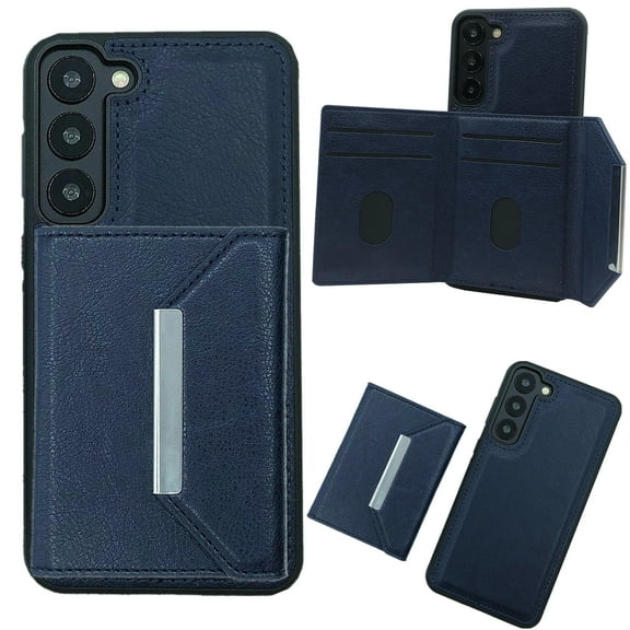 Wallet Case for Samsung Galaxy S21 FE, Classic PU Leather Flip Slim Phone Cover with Credit Card Slots & Kickstand, 2-in-1 Magnetic Purse Folio Shockproof Protective Case for Galaxy S21 FE, Darkblue