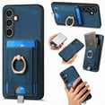 thumbnail image 1 of Wallet Case for Samsung Galaxy S21 FE with Detachable Card Holder, Rotation Ring Stand Case, Magnetic Vintage PU Leather Cover Compatible with MagSafe Shockproof Case for Galaxy S21 FE, Blue, 1 of 10