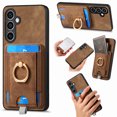 thumbnail image 1 of Wallet Case for Samsung Galaxy S21 FE with Detachable Card Holder, Rotation Ring Stand Case, Magnetic Vintage PU Leather Cover Compatible with MagSafe Shockproof Case for Galaxy S21 FE, Brown, 1 of 10