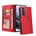 thumbnail image 1 of Wallet Case For Samsung Galaxy S21 FE,Drop Protection Magnetic Closure Flip Leather Card Slots Cash Pocket Wallet Kickstand Phone Case Cover For Samsung Galaxy S21 FE,Red, 1 of 12
