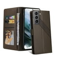 thumbnail image 1 of Wallet Case For Samsung Galaxy S21 FE,Drop Protection Magnetic Closure Flip Leather Card Slots Cash Pocket Wallet Kickstand Phone Case Cover For Samsung Galaxy S21 FE,Brown, 1 of 12