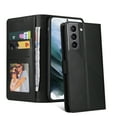 thumbnail image 1 of Wallet Case For Samsung Galaxy S21 FE,Drop Protection Magnetic Closure Flip Leather Card Slots Cash Pocket Wallet Kickstand Phone Case Cover For Samsung Galaxy S21 FE,Black, 1 of 12