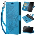 thumbnail image 1 of Wallet Case for Samsung Galaxy S21 FE, Premium Embossed PU Leather Flip Cover with Card Holder Kickstand Wrist Strap, Full Body Phone Protection Case for Samsung Galaxy S21 FE, S4blue, 1 of 11