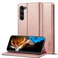 thumbnail image 1 of Wallet Case for Samsung Galaxy S21 FE, Premium PU Leather Magnetic Flip Kickstand Folio Case with RFID Blocking Credit Card Slots Shockproof Soft TPU inner Bumper Protective Phone Cover,Rosegold, 1 of 8