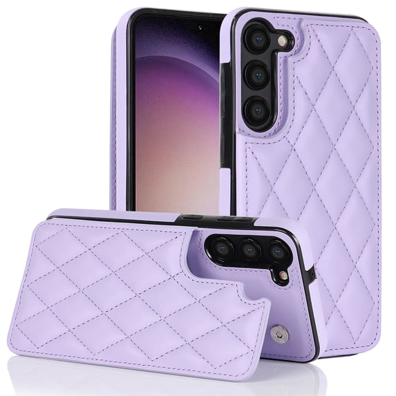 Wallet Case for Samsung Galaxy S21 FE, RFID Blocking Card Slots Holder PU Leather Fashion Back Flip Cover with Kickstand Magnetic Buttons Shockproof Case for Samsung Galaxy S21 FE,Purple