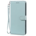 thumbnail image 1 of Wallet Case for Samsung Galaxy S21, Litchi Texture PU Leather Stand Magnet Flip Case with Card Slots Short Wrist Strap Cover for Samsung Galaxy S21 6.2 Inch,Blue, 1 of 7