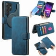 thumbnail image 1 of Wallet Case for Samsung Galaxy S21 Ultra Cash Credit Pocket Card Slots Holder Folio Flip Shockproof Full Coverage Detachable Magnetic Cover [Compatible with Magsafe] Kickstand, Blue, 1 of 10