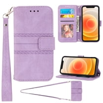 Wallet Case for Samsung Galaxy S21 Ultra, PU Leather Shoulder Strap Lanyard Crossbody Flip Cover with Card Slots Magnetic Kickstand Shockproof Case, Lightpurple