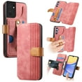 thumbnail image 1 of Wallet Case for Samsung Galaxy S21 Ultra, Premium PU Leather RFID Blocking Shockproof Cards Slots Hand Strap Slim Fit Flip Cover Stand Shockproof Full Protective Phone Case for Women Men, Pink, 1 of 7