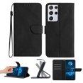 thumbnail image 1 of Wallet Case For Samsung Galaxy S21 Ultra, RFID Blocking Magnetic Flip Case with Card Slots Holder Kickstand Wrist Strap, PU Leather Folio Shockproof Protective Cover, Black, 1 of 9