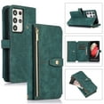 thumbnail image 1 of Wallet Case for Samsung Galaxy S21 Ultra with Zipper Pouch,Magnetic PU Leather Flip Folio Stand Card Slot with Hand Strap and Cross Body Strap Case Cover for Galaxy S21 Ultra, Darkgreen, 1 of 10