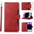 thumbnail image 1 of Wallet Case for Samsung Galaxy S21 with Wrist Strap [9 Card Slots] PU Leather RFID Blocking ID Credit Holder & Outer Pocket Folio Flip Kickstand Magnetic Clasp Shockproof Phone Cover,Red, 1 of 11