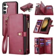 thumbnail image 1 of Wallet Case for Samsung Galaxy S22, 2 In 1 Detachable Magnetic Cover Multiple Cards Slots Zipper Pocket RFID Blocking Stand Hand Strap Protective Phone Case for Women Men, Red, 1 of 7