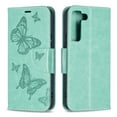 thumbnail image 1 of Wallet Case for Samsung Galaxy S22 5G 2022 Released, Allytech Embossed Butterfly PU Leather Scratch Free Credit Card Slots Holder Magnetic Closure Case with Hand Strap for Galaxy S22 6.1", Green, 1 of 5