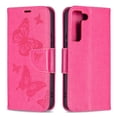 thumbnail image 1 of Wallet Case for Samsung Galaxy S22 5G 2022 Released, Allytech Embossed Butterfly PU Leather Scratch Free Credit Card Slots Holder Magnetic Closure Case with Hand Strap for Galaxy S22 6.1", Red, 1 of 5