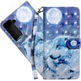 thumbnail image 1 of Wallet Case for Samsung Galaxy S22, Colorful Painted Premium PU Leather Cute Flip Cover with Card Holder & Kickstand Phone Case for Samsung Galaxy S22 Wolf Under Moon, 1 of 14