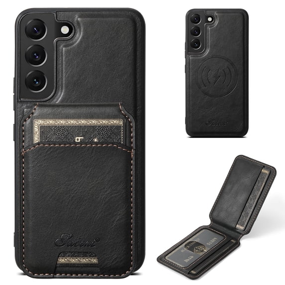 Wallet Case for Samsung Galaxy S22, Compatible with MagSafe Magnetic Detachable Premium PU Leather Flip Case Cover with Card Slots Holder Kickstand for Samsung Galaxy S22 - Black