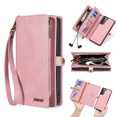 thumbnail image 1 of Wallet Case for Samsung Galaxy S22, Magnetic Detachable Slim Cover for Galaxy S22, Dteck Luxury Leather Folio Wallet Removable Back Cover Card Slots Holder Shock Protection Zipper Wallet, Pink, 1 of 9