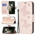 thumbnail image 1 of Wallet Case for Samsung Galaxy S22 Plus, Butterflies Pattern Luxury PU Leather Card Slots Holder Magnetic Flip Folio Cover with Kickstand Soft Silicone Shockproof Protective Case,Pink, 1 of 6