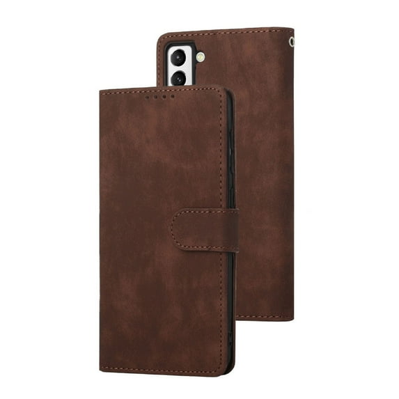 Wallet Case for Samsung Galaxy S22 Plus with Card Slots Kickstand Wrist Strap Phone Cover, PU Leather Soft TPU Shockproof Magnetic Clasp Flip Folio Case for Samsung Galaxy S22 Plus 6.6 Inch,Coffee