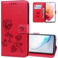 thumbnail image 1 of Wallet Case for Samsung Galaxy S22 Plus,Classic Rose Flower Pattern Shockproof PU Leather Case with Strong Magnetic Clasp and Card Slots Holder Cover for Samsung Galaxy S22 Plus MG Red, 1 of 8