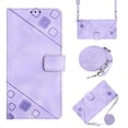thumbnail image 1 of Wallet Case for Samsung Galaxy S22 Plus, Skin-Friendly PU Leather Shoulder Strap Lanyard Crossbody Magnetic Clasp Flip Folio Cover with Card Slots Holder Kickstand Shockproof Case, Purple, 1 of 8