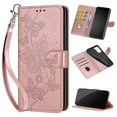 thumbnail image 1 of Wallet Case for Samsung Galaxy S22, Premium Embossed PU Leather Flip Cover with Card Holder Kickstand Wrist Strap, Full Body Phone Protection Case for Samsung Galaxy S22, S4rosegold, 1 of 11