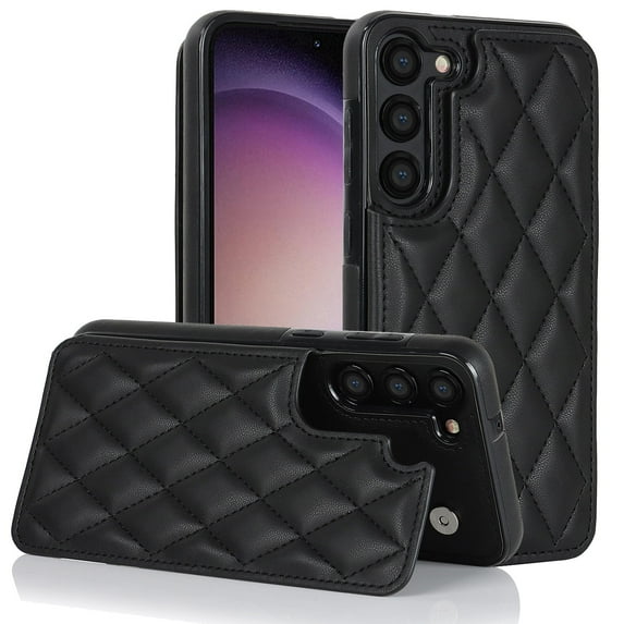 Wallet Case for Samsung Galaxy S22, RFID Blocking Card Slots Holder PU Leather Fashion Back Flip Cover with Kickstand Magnetic Buttons Shockproof Case for Samsung Galaxy S22,Black