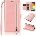 thumbnail image 1 of Wallet Case for Samsung Galaxy S22 Series, 5 Card Slots Protective Case Magnetic Closure Zipper Pocket Handbag PU Leather Flip Folio Case with Wrist Strap TPU Kickstand Full Protection Cover, 1 of 18