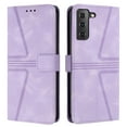 thumbnail image 1 of Wallet Case for Samsung Galaxy S22, Triangle Pattern Pu Leather Folio Flip Convenient Wrist Strap Case with Kickstand Card Slots for Women or Men Cover[360° Protection],Purple, 1 of 9