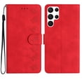 thumbnail image 1 of Wallet Case for Samsung Galaxy S22 Ultra, [2 Card Slots] [Kickstand] [Magnetic Clasp] Butterfly Pattern Premium PU Leather Flip Cover, Wrist Hand Strap TPU Shockproof Anti-Scratches Case, Red, 1 of 11