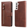 thumbnail image 1 of Wallet Case for Samsung Galaxy S22 Ultra 5G, Dteck Card Slots Magnetic Closure Zipper Pocket Handbag PU Leather Flip Case TPU Kickstand Full Protection Cover,Brown, 1 of 5