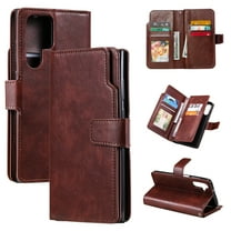 Wallet Case for Samsung Galaxy S22 Ultra,[9 Card Holders & 2 Cash Pocket] RFID Blocking Premium PU Leather Magnetic Flip Kickstand Folio Case Durable TPU Shell Protective Luxury Cover - Brown