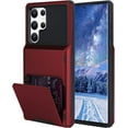 thumbnail image 1 of Wallet Case for Samsung Galaxy S22 Ultra Case with 4-Card Credit Card Holder Slot Shockproof Cover Hybrid Heavy Duty Protection Armor Phone Case Compatible with Galaxy S22 Ultra 5G-Red, 1 of 12