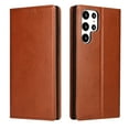 thumbnail image 1 of Wallet Case For Samsung Galaxy S22 Ultra, Luxury Premium Leather Flip Strong Magnetic Closure [Kickstand][RFID Blocking][Card Holder Slots] Retro Shockproof Phone Cover Men/Women, Brown, 1 of 7
