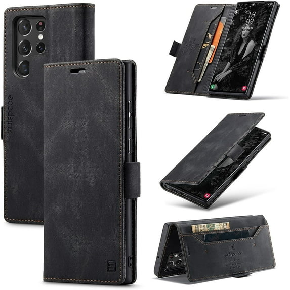 Wallet Case for Samsung Galaxy S22 Ultra,Magnetic Protect PU Leather Flip Case with Card Holders RFID Blocking Kickstand Shockproof Protection Case for Samsung Galaxy S22 Ultra (Black)