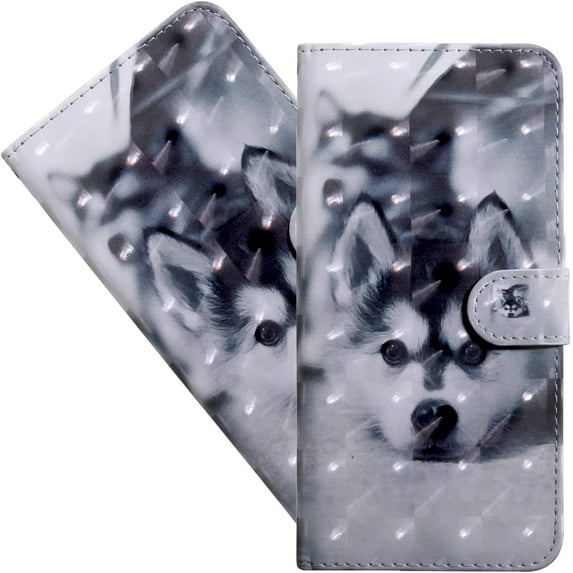 Wallet Case for Samsung Galaxy S22 Ultra (Not S22), Colorful Painted Premium PU Leather Cute Flip Cover with Card Holder & Kickstand Phone Case for Samsung Galaxy S22 Ultra Dog Husky