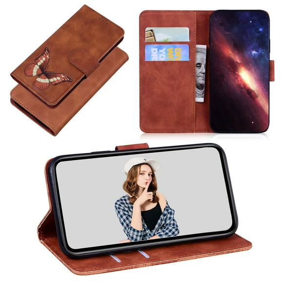 Wallet Case for Samsung Galaxy S22 Ultra, Shockproof TPU Inner Case with RFID Blocking Credit Card Holders, PU Leather Folding Book Flip Magnetic Phone Cover for Galaxy S22 Ultra,Brown