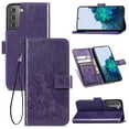 thumbnail image 1 of Wallet Case for Samsung Galaxy S23 with Card Slots Holder Magnetic Clasp Kickstand Flip Folio Cover, Exquisite Flower Pattern PU Leather Soft Silicone Shockproof Protective Cover,Purple, 1 of 13