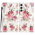 thumbnail image 1 of Wallet Case for Samsung Galaxy S23 with Colorful Painting Pattern Luxury PU Leather Magnetic Flip Folio Cover, Soft Silicone Shockproof Card Slots Holder Kickstand Protective Case,Red Flower, 1 of 8