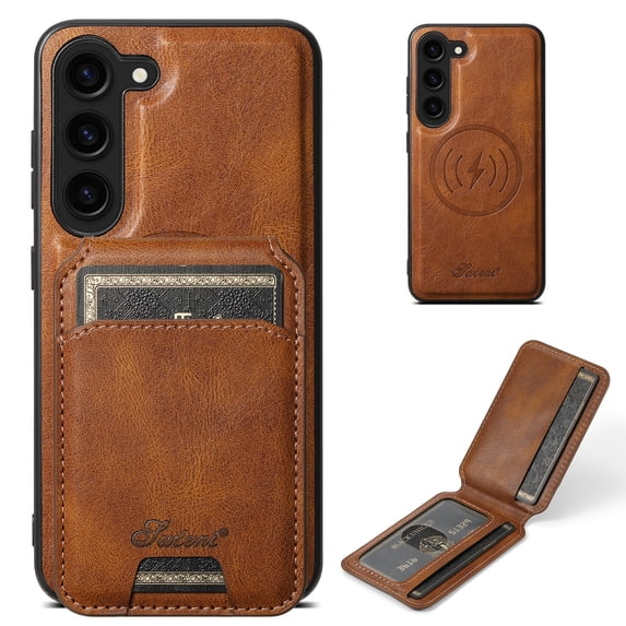 Wallet Case for Samsung Galaxy S23, Compatible with MagSafe Magnetic Detachable Premium PU Leather Flip Case Cover with Card Slots Holder Kickstand for Samsung Galaxy S23 - Brown