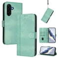 thumbnail image 1 of Wallet Case for Samsung Galaxy S23 FE, RFID Blocking 3 Card Holders Wrist Strap Kickstand Shockproof TPU Shell Premium PU Leather Magnetic Closure Protective Flip Folio Cover,Mint, 1 of 10
