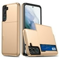 thumbnail image 1 of Wallet Case for Samsung Galaxy S23 FE, Rugged Case with Credit Card Holder Sliding Slot, Military Grade Shockproof Scratch Resistant Anti-Drop Phone Cover for Samsung Galaxy S23 FE, Gold, 1 of 8