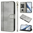 thumbnail image 1 of Wallet Case for Samsung Galaxy S23 FE, Short Strap PU Leather Case, Premium PU Leather Kickstand Magnetic Folio Cover for Galaxy S23 FE with Card Holder, Support Wireless Charging - Gray, 1 of 9