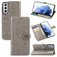 thumbnail image 1 of Wallet Case for Samsung Galaxy S23, Lovely Cute Cat Dog Embossed Pattern Cartoon PU Leather Flip Folio Cover with Card Slots Cash Holder Kickstand Magnetic Secure Clasp Shockproof Case,Gray, 1 of 9